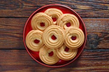 Butter biscuit rings on a plate