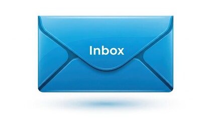 Blue envelope with inbox label on white background