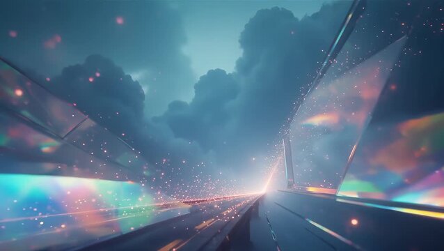 Dynamic Abstract Background with Light Trails and Clouds