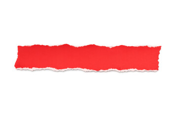 Fototapeta premium Red paper torn strip with copy space and jagged ripped edges, horizontal blank texture element isolated
