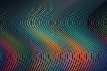 Dark Green and Orange Fluid Swirling Curves Abstract Art with Organic Motion Flow