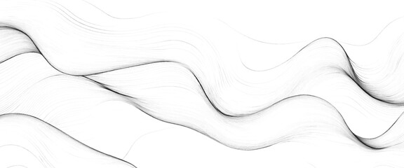 Vector abstract line art wavy smooth flowing dynamic white background with wavy lines