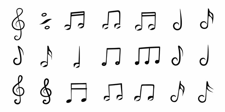 Collection of musical notes and symbols displaying various rhythmic values