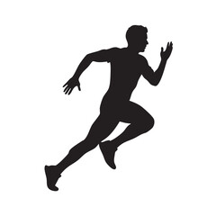 Energetic Runner Silhouette: This image captures a dynamic silhouette of a sprinting athlete, embodying speed and power in motion. The stark contrast highlights the muscular build.