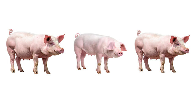 pigs on white background