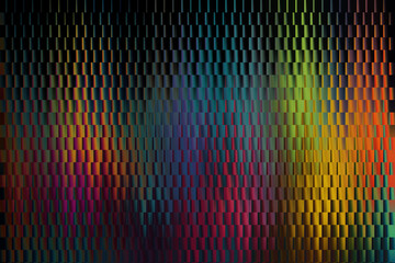 Cybernetic Abstract Background with Multi-Colored Digital Pixel Mosaic and Glitch Effect, Technological Geometric Texture for Data Visualization