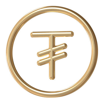 [Mongolian Tugrik] Gold Circular Rounded Type Currency Icon
