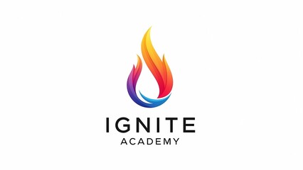 A logo for Ignite Academy featuring a stylized flame icon with vibrant colors