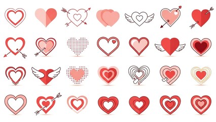 Heart icons with arrows and wings