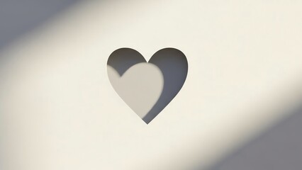 Heart shape cutout with shadow on white background