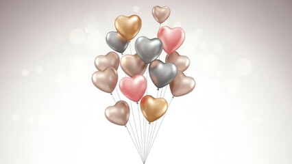 Heart shaped balloons floating against a blurred background