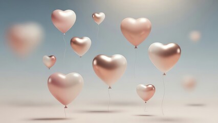 Heart shaped balloons floating against blurred background
