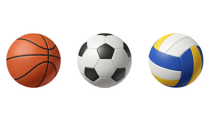 Sports balls 3D vector icon set with basketball football and volleyball © Saidi