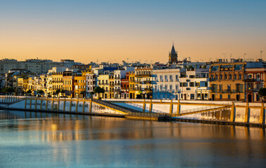 the splendid characteristic neighborhood of Triana overlooking the Guadalquivir River in beautiful Seville in southern Spain