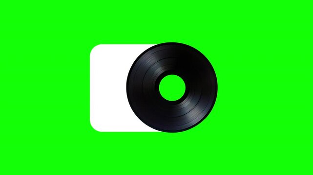 old vinyl record in green screen background animation with empty space for profile picture or logo placement