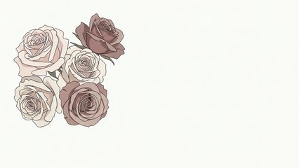 Roses bouquet with neutral color palette