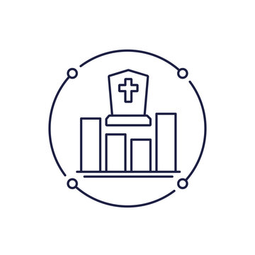 mortality line icon, death rate graph