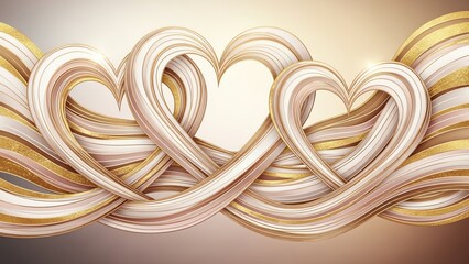 Two intertwined hearts with gold accents