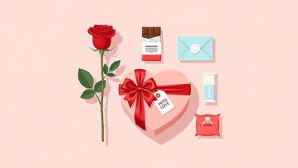 Valentine's Day gifts and rose arrangement