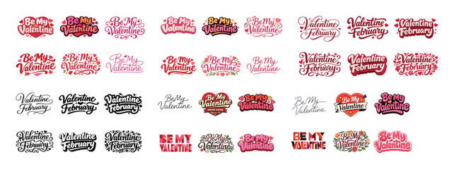 Valentine's day colorful lettering designs collection