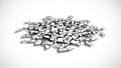 Abstract Broken Glass Shards on White