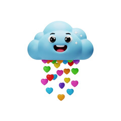 Fototapeta premium Cute cartoon cloud with heart rain