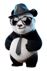 3D Cool Panda Character in Trendy Outfit with Sunglasses and Hat © BiswajeetM.