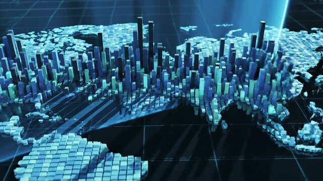 Abstract Global Data Visualization Showing Population Trends and Statistical Analysis