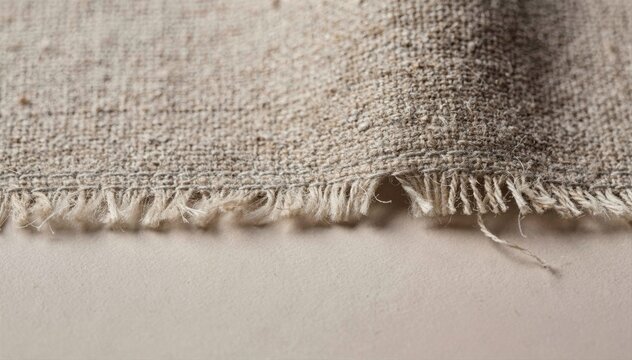 Macro medium shot capturing fringe selvage edge of broadwoven fabric emphasizing delicate handfinished texture and stylish raw look.