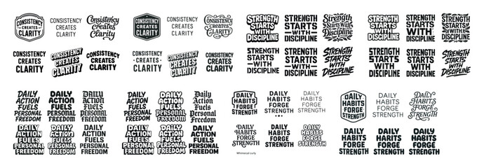 Motivational quotes collection on consistency, strength, daily action, and habits