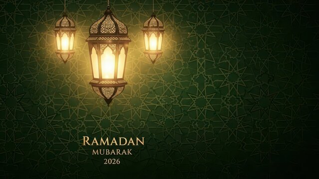 Elegant ramadan mubarak lanterns glowing in serene night