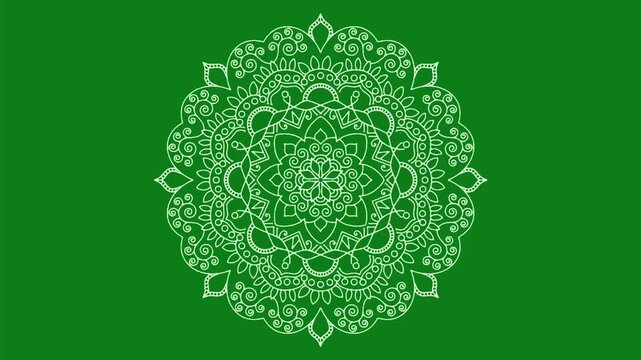 Intricate green mandala design with floral patterns