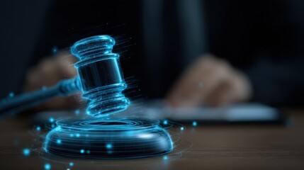 Midrange shot capturing the use of predictive AI technology assisting attorneys in forecasting legal outcomes and strategic planning.