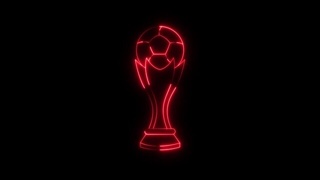 glowing rad football trophy Icon animated on Black Background, award icon animation, champion trophy award icon video motion.