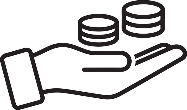Hand holding stacked coins icon Vector