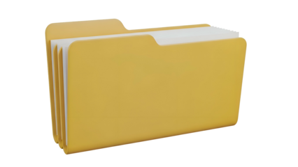 Yellow File Folder with Documents Inside.