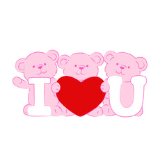  I Love You Teddy Bears Cute Illustration