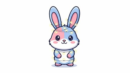 Obraz premium Cute cartoon rabbit with big ears and rosy cheeks