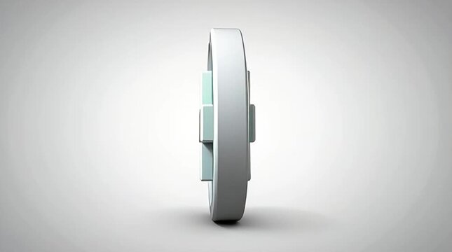 A sleek, three-dimensional green medical cross icon with a silver frame stands out on a clean white background, representing health and first aid.