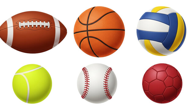 Realistic sports balls vector set isolated on white background