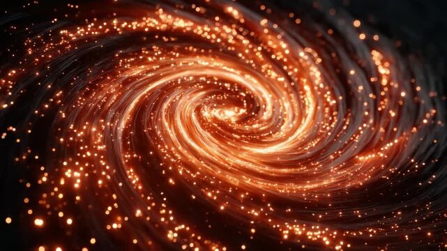 Celestial Vortex: The image captures a mesmerizing swirl of celestial elements, resembling a distant galaxy or cosmic phenomenon. Glowing lights dance in a spiral formation.