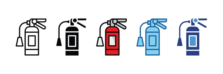 Fire Extinguisher  Icon Set Multiple Style Collection
