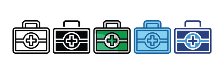 Fototapeta premium First Aid Kit Icon Set Multiple Style Collection