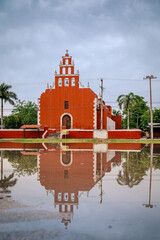 Tahmek Church Reflection on a Rainy Day, Yucat&aacute;n, Mexico