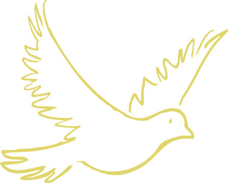 White dove flying. Holy spirit vector illustration and sketch, line art for coloring and mass booklet. White dove to represent peace, god, holy spirit, freedom, peace, love, and faith.	
