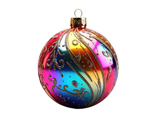 Ornate, multi-colored Christmas ornament with glitter and gold details