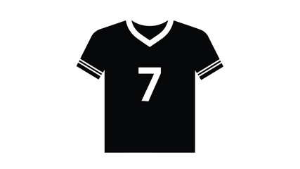 Simple black silhouette of a short sleeved sports jersey with the number seven displayed © Ziaul_Studio
