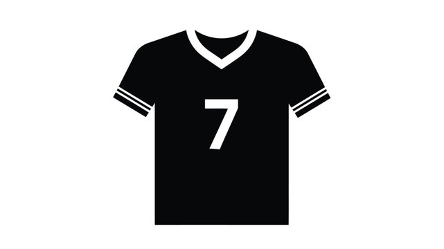 Simple black silhouette of a short sleeved sports jersey with the number seven displayed