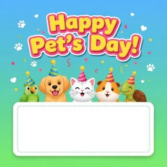 Obraz premium Happy Pet's Day card with cute animals
