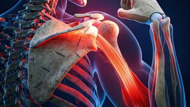 Shoulder Impingement Animation Showing Supraspinatus Tendon Inflammation in X-Ray Medical Style